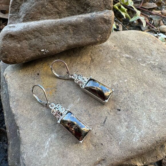 NIB Silver Shungite Matrix Mix Earrings - Picture 1 of 5